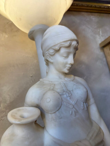 1510 Art Deco Italian Figural Alabaster Lamp Signed "R. Colivicchi"