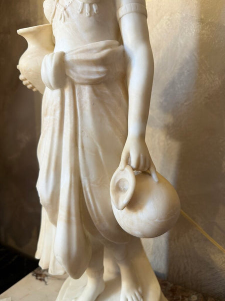 1510 Art Deco Italian Figural Alabaster Lamp Signed "R. Colivicchi"