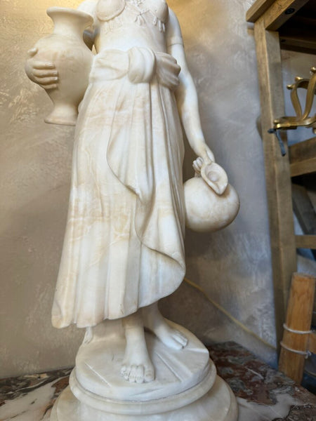 1510 Art Deco Italian Figural Alabaster Lamp Signed "R. Colivicchi"