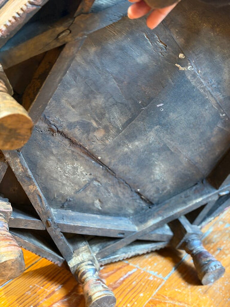 1525 Antique Indian Wood Floor Bench