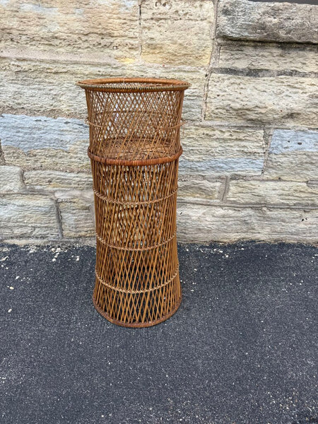 Wicker Tall Plant Stand 32" tall 13" diam As Found W2155 Pick Up Only