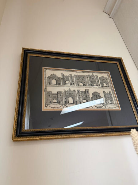 1532 Professionally Framed Engraving of the City Gates of London before demolition