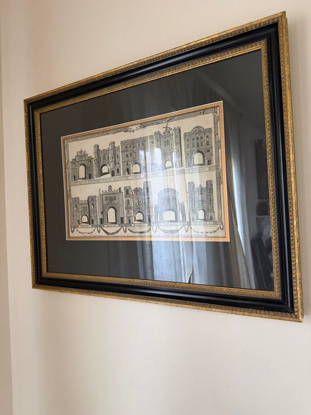1532 Professionally Framed Engraving of the City Gates of London before demolition