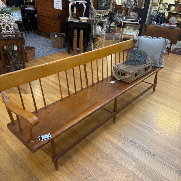 MAPLE AND PINE BENCH AS FOUND 95 L 32.5 H 18 D IN STORE PICK UP ONLY