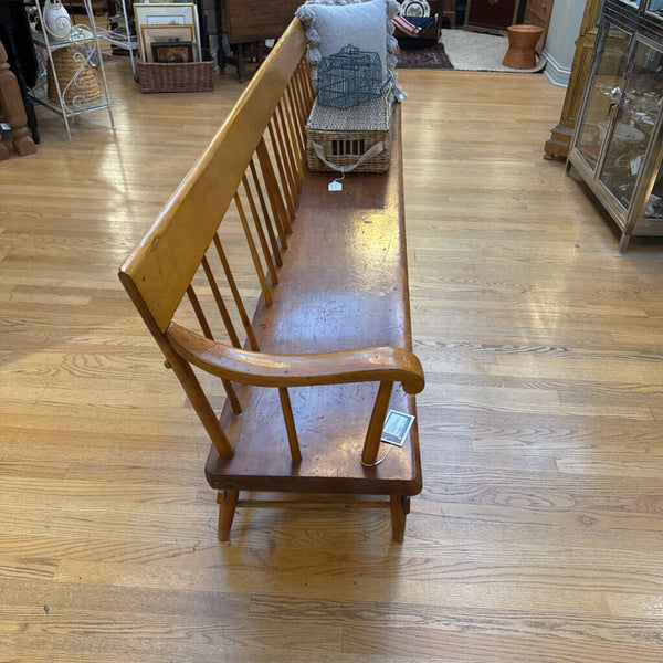 MAPLE AND PINE BENCH AS FOUND 95 L 32.5 H 18 D IN STORE PICK UP ONLY