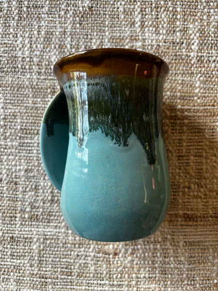 Neher Motion Drip Glaze Blue/brown Hand Warmer Mug Left Handed