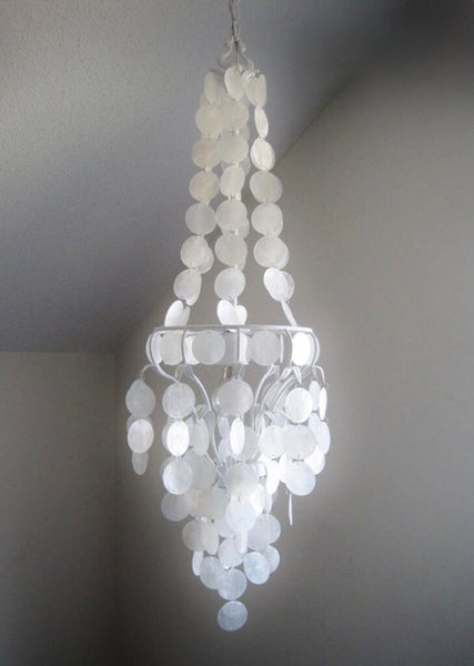 Revitalized Vintage Chandelier with Capiz Shells W0385 3.5'h x 15"w and 24" adjustable chain