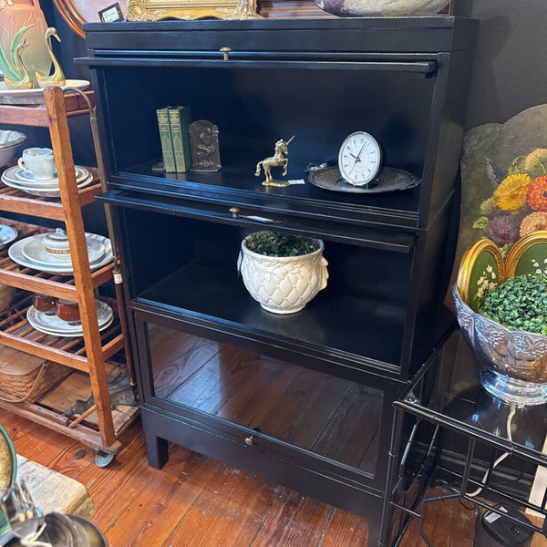 4pc Stacking Black Metal Globe Barrister Bookcase 33W 13D 55H IN STORE PICKUP ONLY