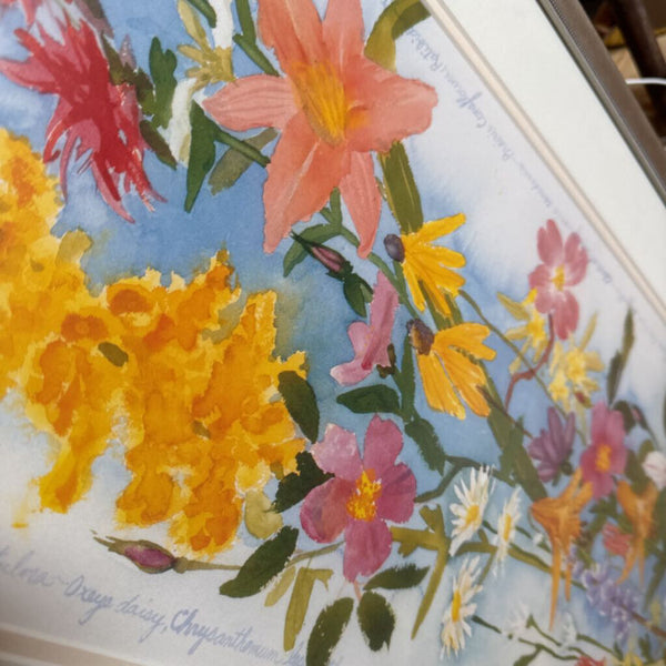 Signed framed and numbered floral limited edition print 1992