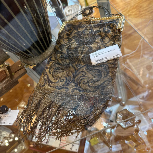 Edwardian microbeaded fringed purse