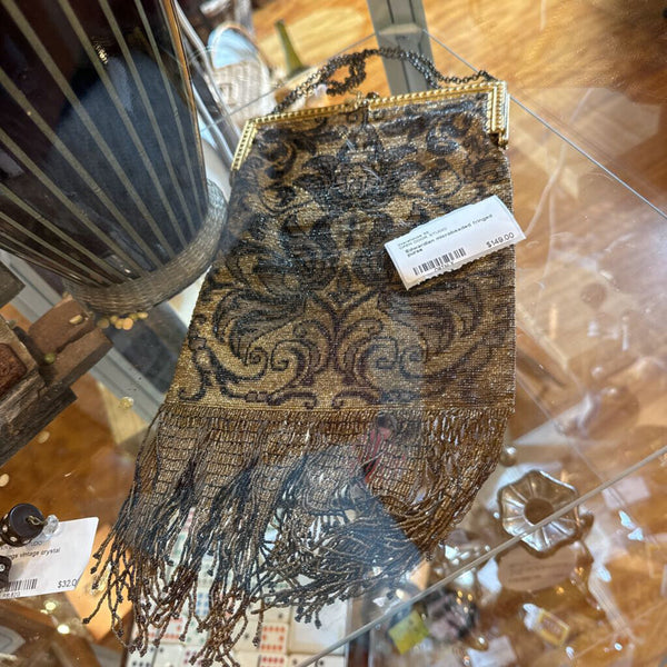 Edwardian microbeaded fringed purse