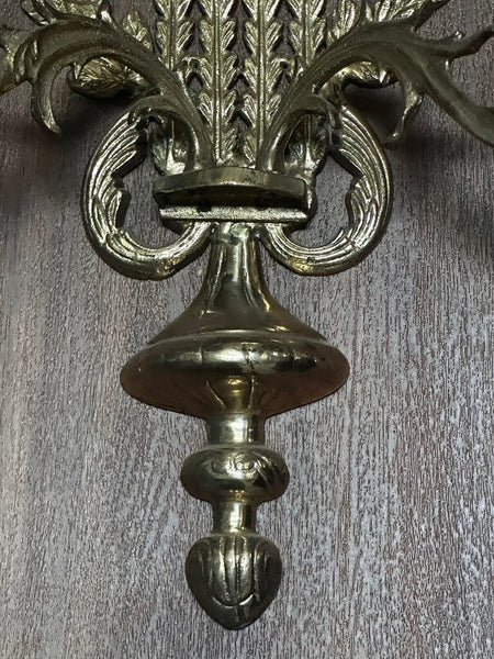 Pair of Vintage French Style Brass Wall Sconces 14T x 11W