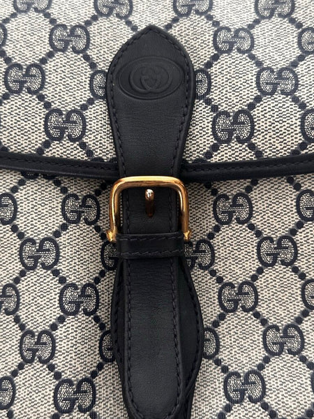 Authentic GUCCI GG Supreme Shoulder Bag Navy FIRM