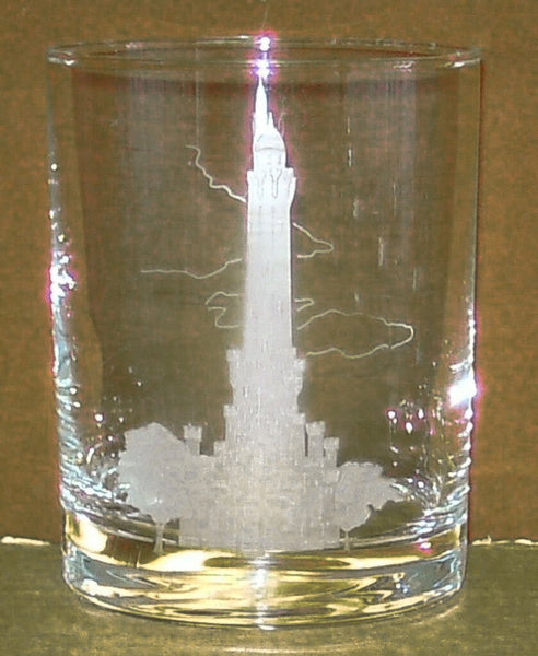 Set of 6 signed Marshall field's etched includes Chicago art museum, field's clock, marina towers, Picasso, Hancock building , Chicago water tower