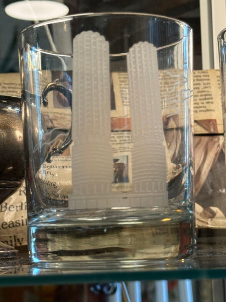 Set of 6 signed Marshall field's etched includes Chicago art museum, field's clock, marina towers, Picasso, Hancock building , Chicago water tower