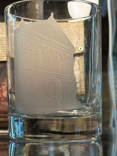 Set of 6 signed Marshall field's etched includes Chicago art museum, field's clock, marina towers, Picasso, Hancock building , Chicago water tower