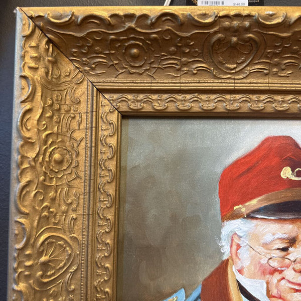 Gold Framed Signed Violin Player Oil Painting 18x22