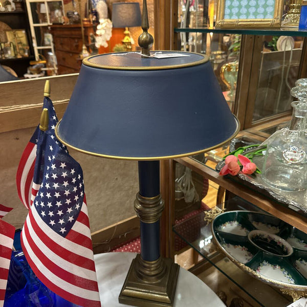 Vint Blue/Brass Toleware Lamp