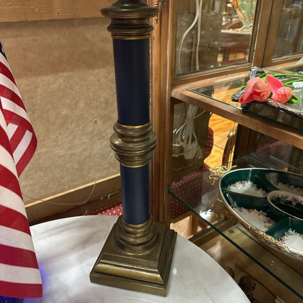 Vint Blue/Brass Toleware Lamp
