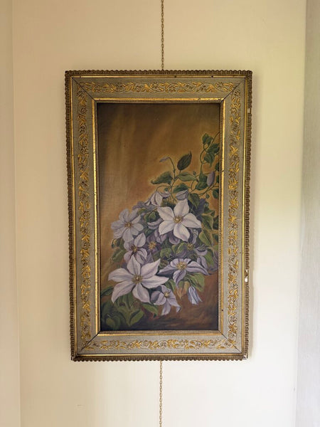 1552 Antique Violet floral painting on canvas