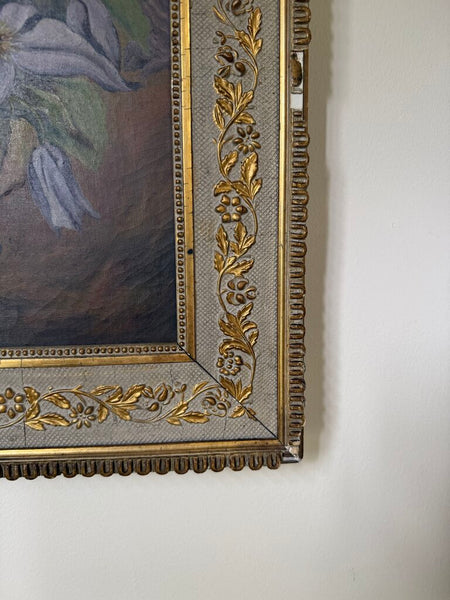 1552 Antique Violet floral painting on canvas