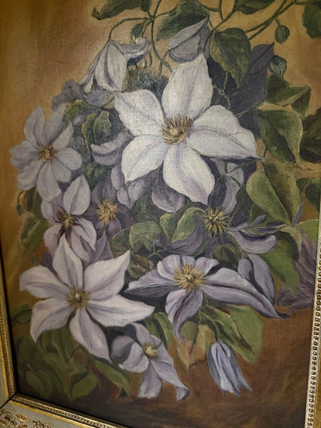 1552 Antique Violet floral painting on canvas