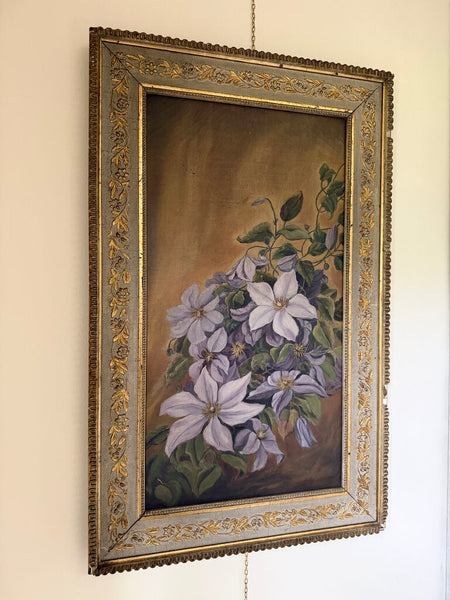 1552 Antique Violet floral painting on canvas
