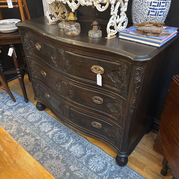 Lovely Antique Walnut 3 Drawer Dresser.Carved Top trim and Drawers. 42x21x34H IN STORE PICK UP ONLY