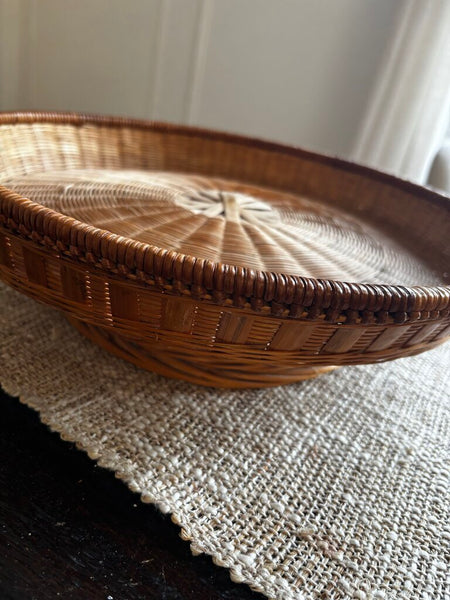 Vintage Wicker Pedestal Cake Stsnd
