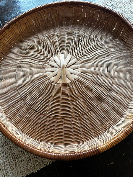 Vintage Wicker Pedestal Cake Stsnd