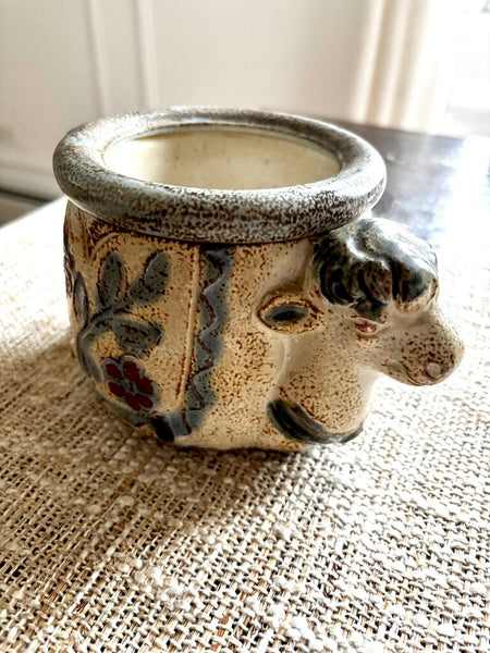 Vintage Japan Pottery Cow Planter w/Insert