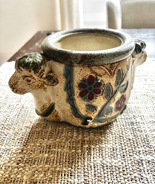 Vintage Japan Pottery Cow Planter w/Insert