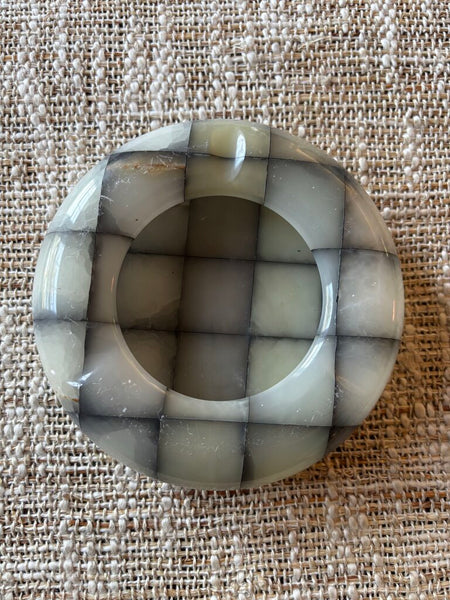 Vintage 1950s Checkerboard Italian Onyx Marble Ashtray