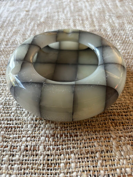 Vintage 1950s Checkerboard Italian Onyx Marble Ashtray