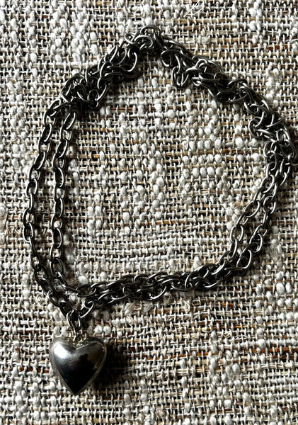 Vintage Silver Toned Bubble Heart Necklace