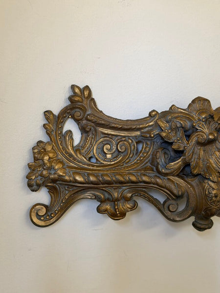 1558 Antique French Salvage Gilded Metal Pediment