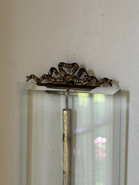 2569 Antique French Glass Bow Frame marked "Depose" (as-is)