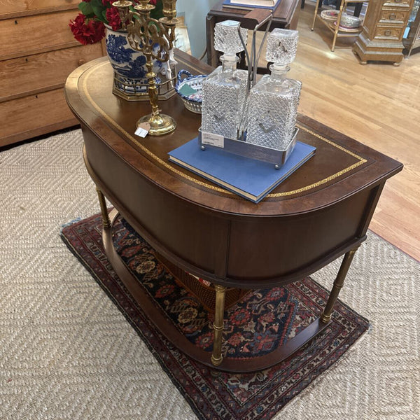 Vintage Sligh Burled Walnut Desk w/ Leather Top and Brass Legs 43"w x 22"d x 29"h IN STORE PICKUP ONLY