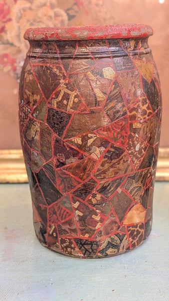 Vintage decoupage stoneware