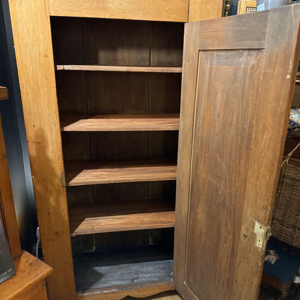 Old pine cabinet with shelves 36.5" w x 16.5 d x 76 to top of removable pediment