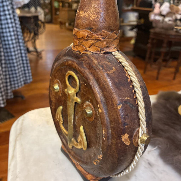 Vintage Nautical Theme Leather Wrapped Decanter