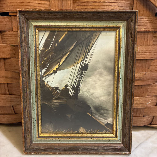 Vintage Framed "Starboard Lookout" Nova Scotia Photographer Wallace MacAskill Art 7" x 9"