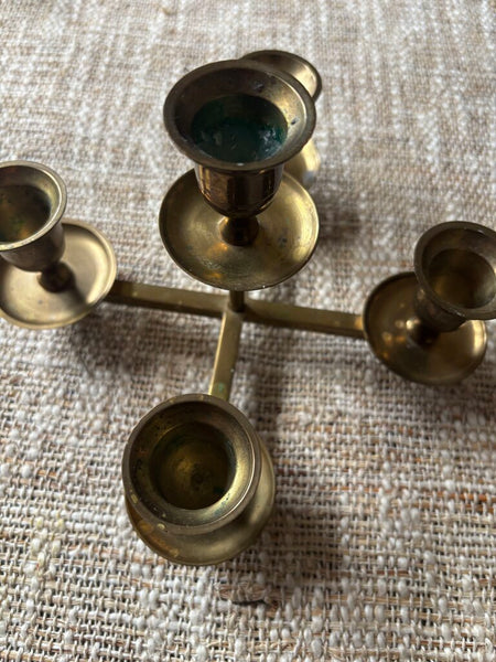 Vintage Brass 5 Candle Candleabra Made In India