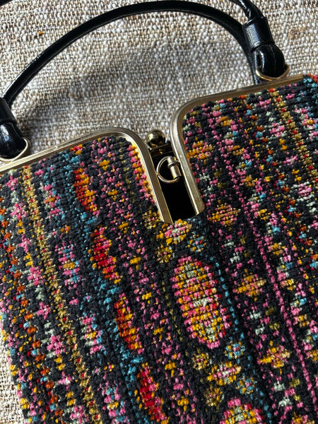 1960's Striped Tapestry Carpet Purse