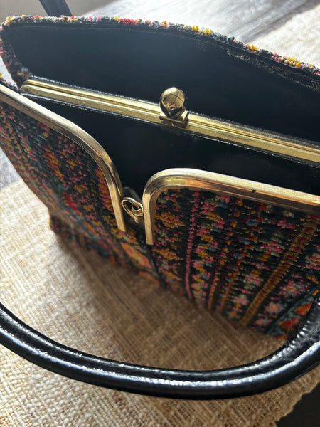 1960's Striped Tapestry Carpet Purse