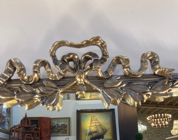 Vintage Carvers Guild Mirror beveled with bow silvertone 25 1/2 in wide x 40 1/2 in high IN STORE PICK UP ONLY