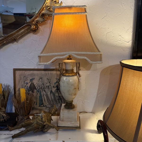 Lamp - Marble antique with ornate shade