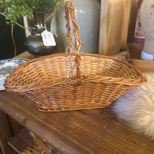 Wood Bottom Basket (Portugal) 13" H x 7-1/2" W x 9" H