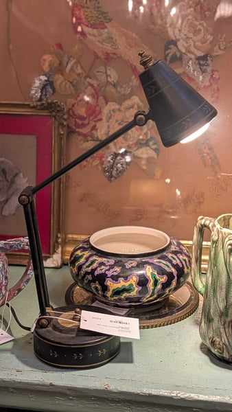 Vintage midcentury black tole desk lamp