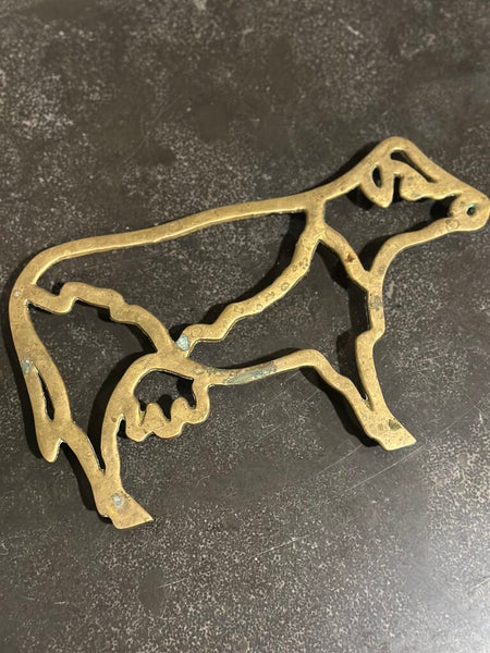 BRASS COW TRIVET 10" X 6 1/2"